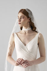 Voal mireasa cu bordura dantela Sublime