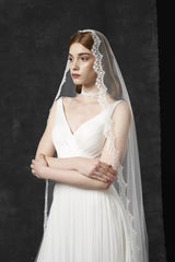 Voal mireasa cu bordura dantela Sublime