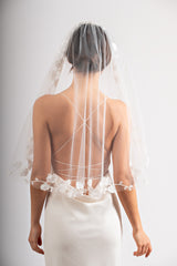 Voal mireasa cu orhidee brodate Orchid