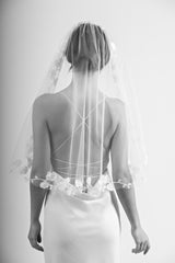 Voal mireasa cu orhidee brodate Orchid